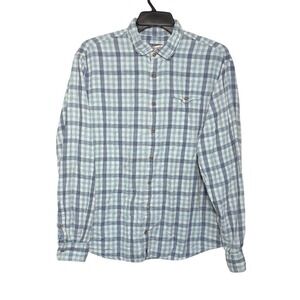 Johnnie O Surf Flannel Size‎ XL Button Down Blue Plaid Beach